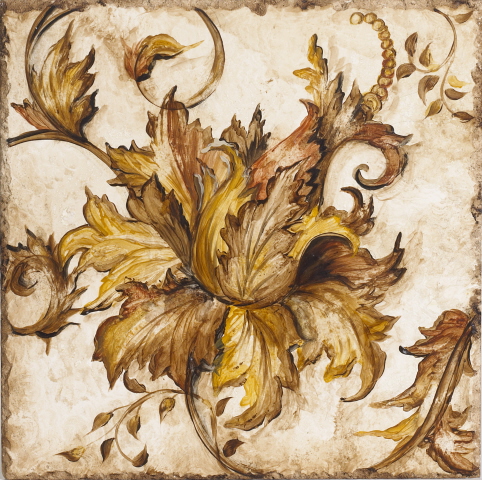 House Designs on Baroque Floral Scroll I Wall Plaque